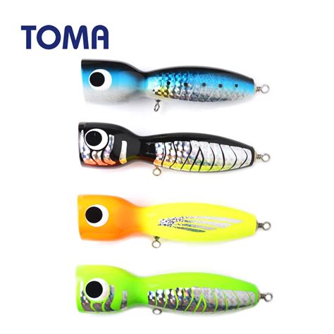 TOMA Big Popper Topwater Boat Fishing Lures 17.5cm 120g Wooden Popper ...