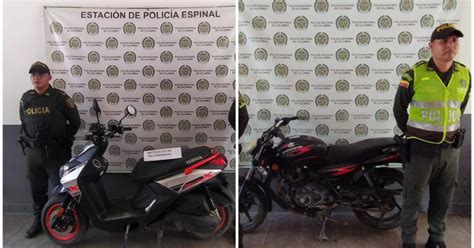 Policía recuperó dos motocicletas robadas en barrios de El Espinal