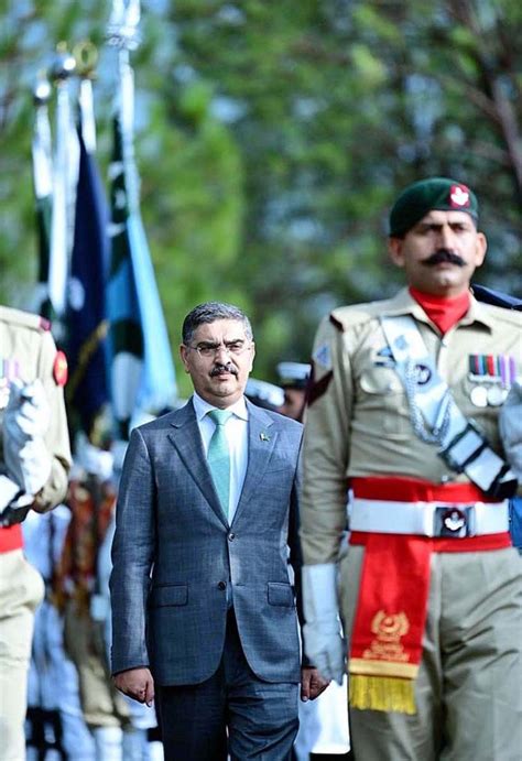 Caretaker Prime Minister Anwaar Ul Haq Kakar Being Presented Guard Of