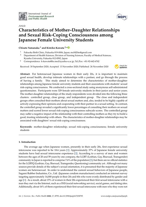 Pdf Characteristics Of Motherdaughter Relationships And Sexual Risk Coping Consciousness