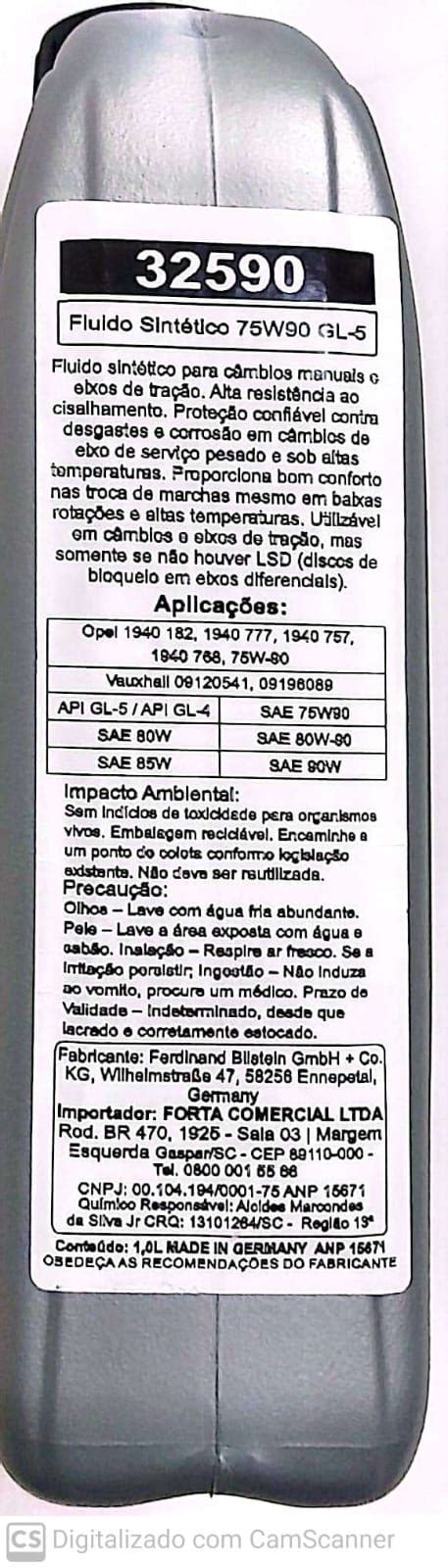 Febi Fluído Sintético 32590 75W90 API GL-5 BMW Ford Volvo VW Cambio ...