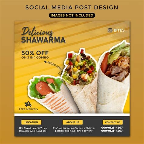 Diseño De Plantillas De Redes Sociales De Comida Rápida Shawarma Para