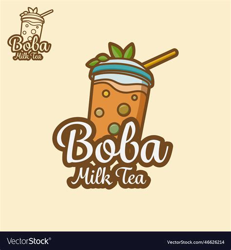 Bubble milk tea fresh drink logo Royalty Free Vector Image