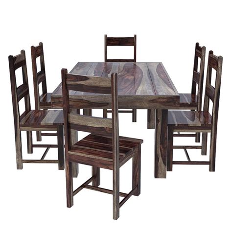 Frisco Modern Solid Wood Casual Rustic Dining Room Table And Chair Set