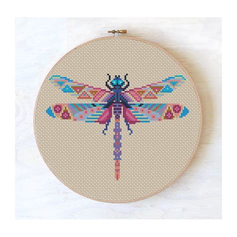 Dragonfly Cross Stitch Pattern PDF Geometric Cross Sttich Etsy