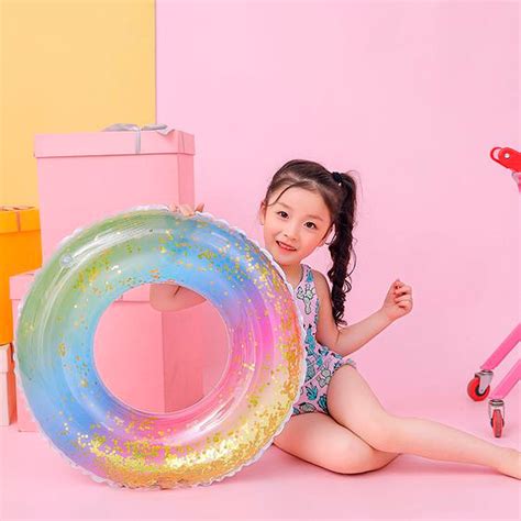 X Boia Infl Vel Redonda C Glitter Para Piscina Praia Ver O