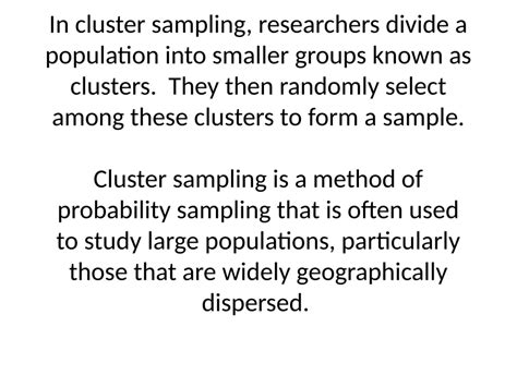 (PDF) CLUSTER SAMPLING