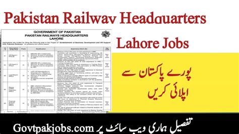 Pakistan Railway Headquarter Lahore Jobs 2023 Online Apply Njp Gov Pk