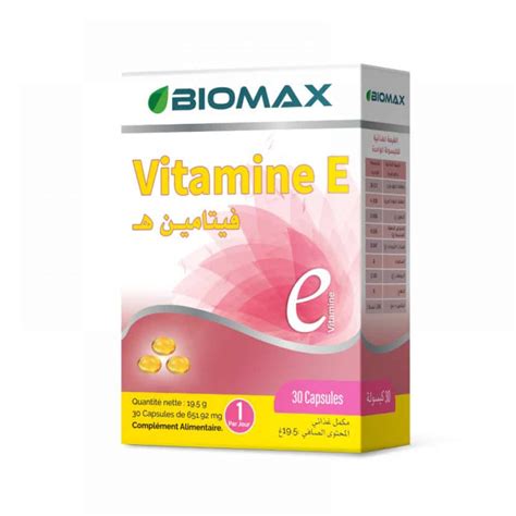 Biomax Vitamine E Capsules B 30 Capsules Para Pharmacie Belaouane