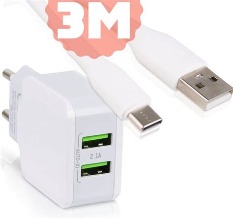 Dual Usb Thuislader Poorten Oplader A Sterke Usb C Kabel