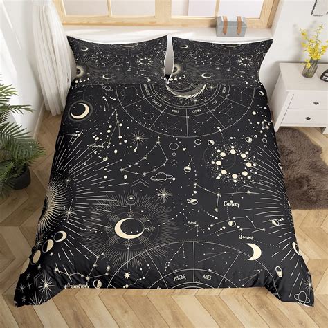 YST Sun And Moon Duvet Cover Boho Exotic Bedding Set Galaxy Astrology