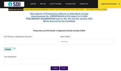 SBI PO Result 2020 For Prelims Declared Here S Direct Link Times Of