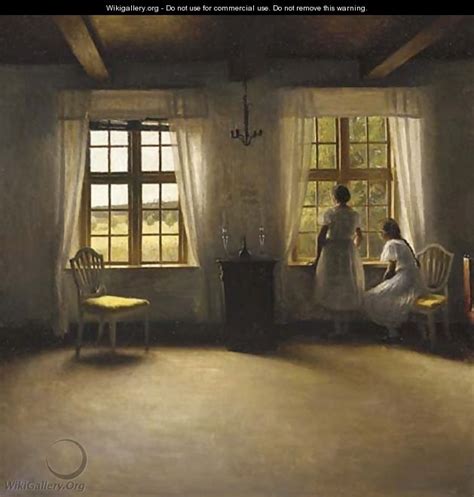 Young Girls Standing By A Window In An Interior Peter Vilhelm Ilsted