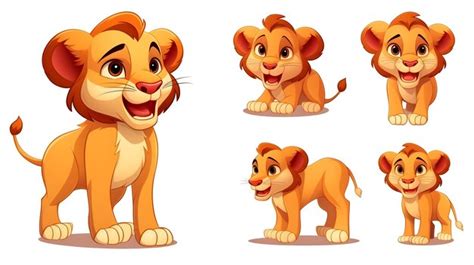 Premium Ai Image Set Of Cartoon Lion Isolated On White Background