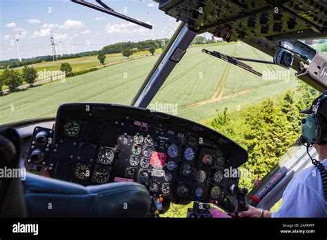 AHLEN, GERMANY - JUN 5, 2016: Cockpit view of a Bell UH-1 Huey ...