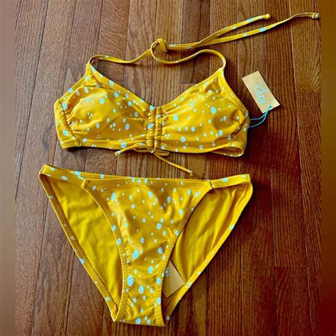 Kona Sol Swim Nwt Yellow Bikini With White Design Poshmark