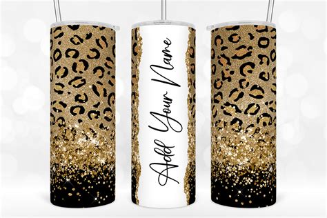 20Oz Leopard Gold Glitter Tumbler Wrap Graphic By TINTIN Design