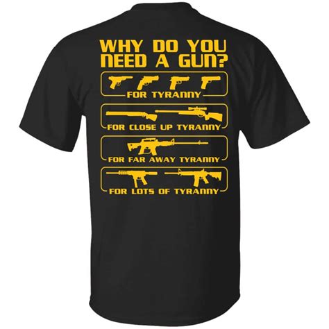 Funny Gun Shirt For Men | Why You Need A Gun Print On Back Only T-Shirt ...