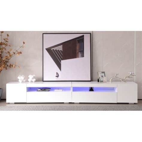 Meuble TV Blanc Moderne avec Éclairage LED Variable 240 39 35 cm