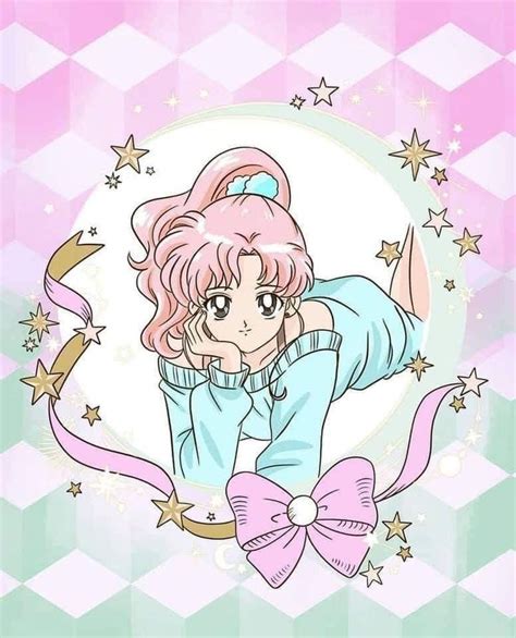 An Anime Girl With Pink Hair And Stars Around Her