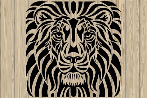 Lion Head Stencil Silhouette Svg Graphic By Cosmosfineart Creative