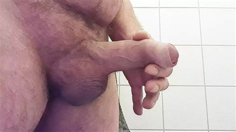 Old Daddy Bear Jerking His Big Uncut Cock A Public Toilet Again With Cumshot Frontview Gay