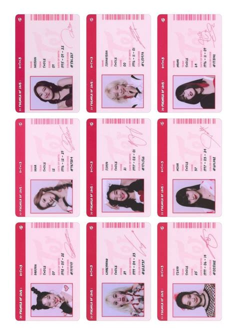 Twice Formula Of Love ID Card Template Front Ver 2 Lomo Card Id