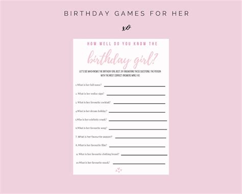 How Well Do You Know The Birthday Girl Game Birthday Girl Games For Her