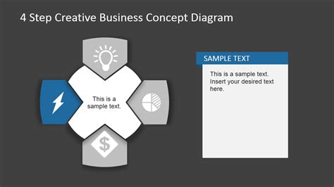 4 Step Business Concept Diagram for PowerPoint Dark Version - SlideModel