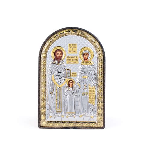 Икона Св. Рафаил, Николай и Ирина 4,2х5,8см Серебряная на Пластику ...