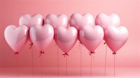 Premium AI Image | pink balloons with heart shape on pink background ...