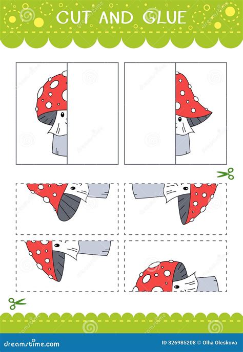Cut And Glue Tradução - Cut and Glue. Vector Worksheet of Simple Educational Game for Kids ...
