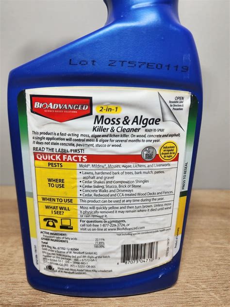 Bioadvanced 704710b 2 In 1 Moss And Algae Killer And Cleaner For Lawns 32 Oz Ebay