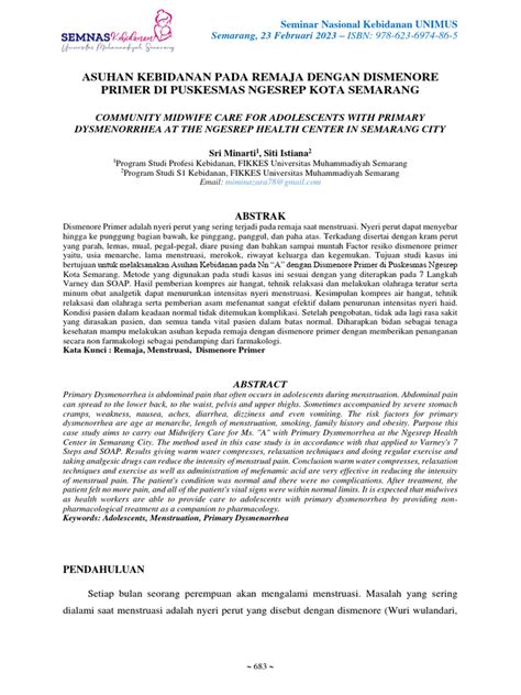 Asuhan Kebidanan Dismenore Remaja Pdf Kesehatan Holistik