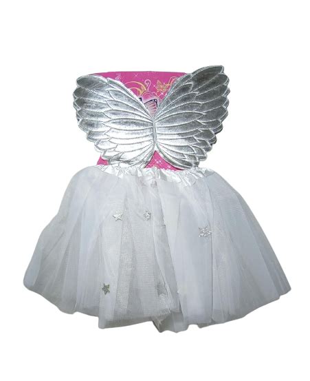 Kit Anjo Infantil C Saia Tule E Asa Branca