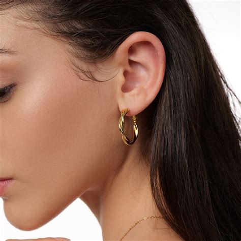 14k Gold Large Twist Hoop Earrings Statement Twist Earrings Etsy