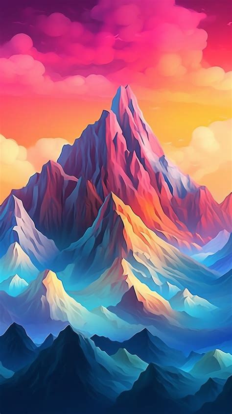 Colorful Mountain Range Painting