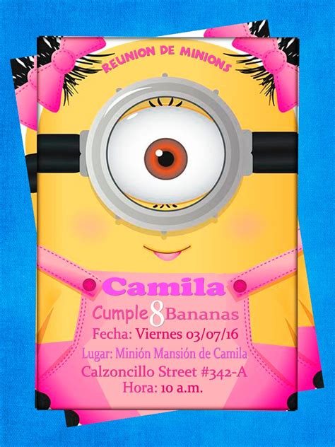 Invitación De Cumpleaños Niña Minion Inc Edición Bs 1 500 00 en