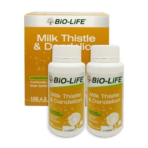 Bio Life Milk Thistle Dandelion 30 Tablets 2x30 Tablets 2x100