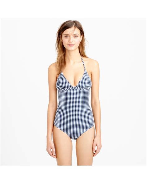 J Crew Gingham Seersucker Surf Hipster Bikini Bottom In Blue Lyst