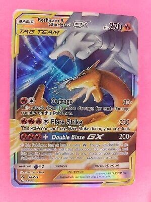 Reshiram Charizard Gx Unbroken Bonds Sun Moon Holo Pokemon Card Nm