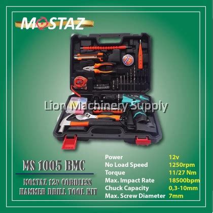 Mostaz Mm V Impact Cordless Drill With Pcs Handtools Set