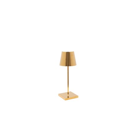 Lampada A Led Da Tavolo Poldina Pro Mini Oro Lucido Ricaricabile E