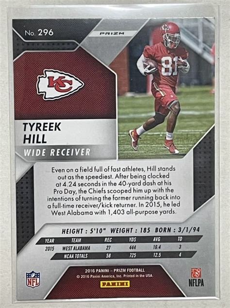 Yahoo オークション NFL Tyreek Hill 2006 Panini Prizm RC 296