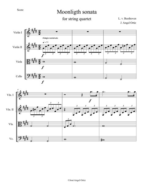 Moonlight sonata for string quartet arr José angel Ortiz ramirez by