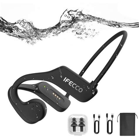 Ifecco Casque Conduction Osseuse Natation Ip68 Etanche Ecouteurs