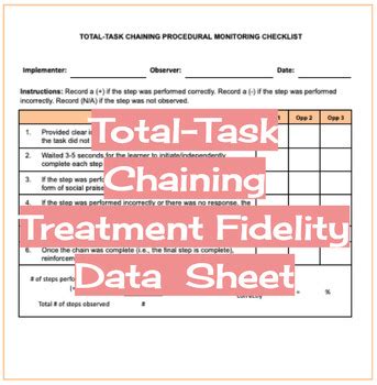 Total Task Chaining Treatment Fidelity Data Sheet By Nassim Takahashi