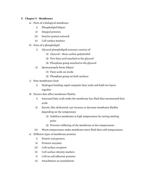 Biology Study Guide - Chapter 5 - Membranes a) Parts of a biological membrane i) Phospholipid