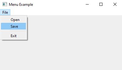 Python Pyqt Menu Example