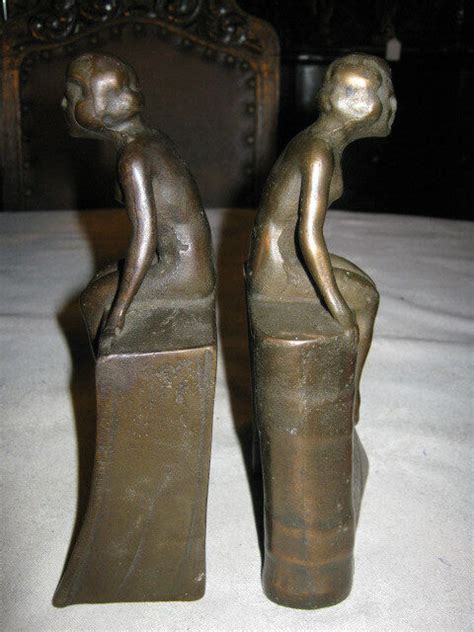 Antique Lg Art Deco Cast Iron Nude Lady Bust Statue Sculpture Book Bookends Ebay